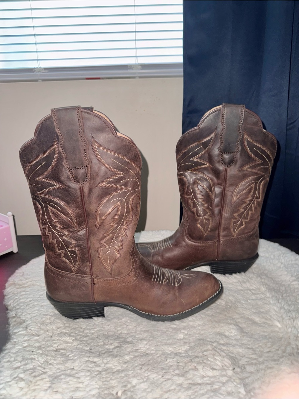 Shyanne Rival Western Wide Calf Round Toe Brown Boots Women's Size 10